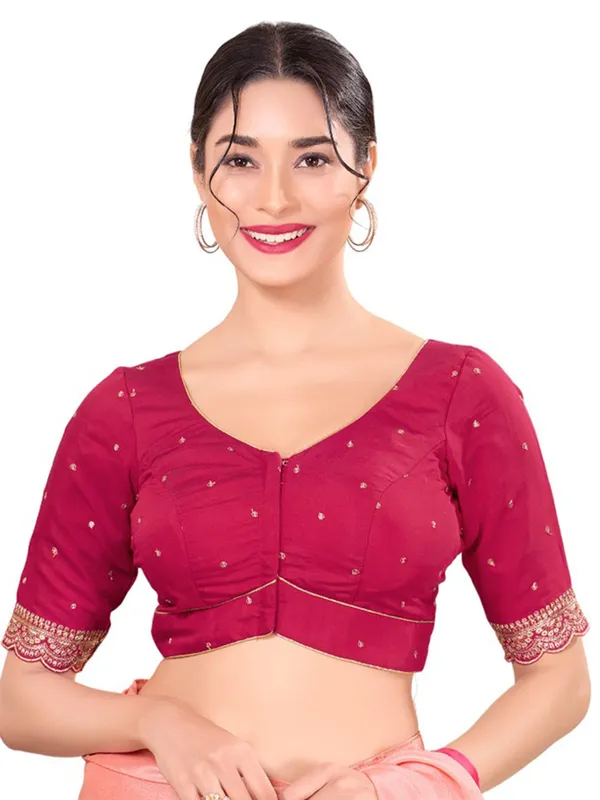 Pink cotton silk readymade blouse