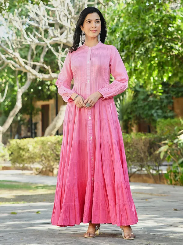 Pink cotton suit for traditional festive look