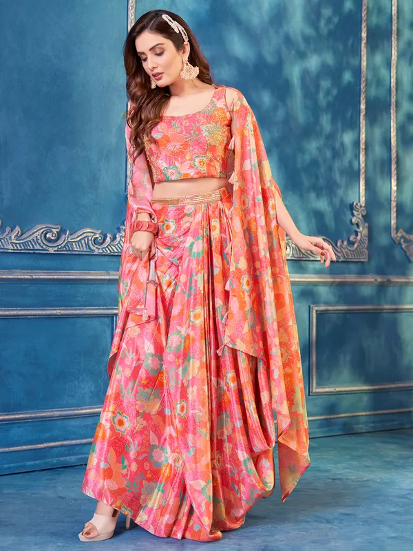 Pink designer printed silk salwar suit