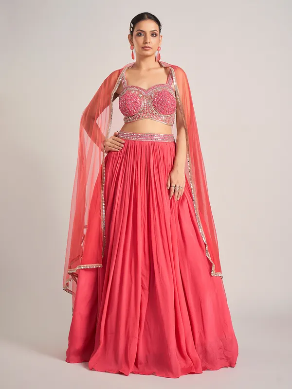 Pink elegant silk wedding wear lehenga choli with dupatta