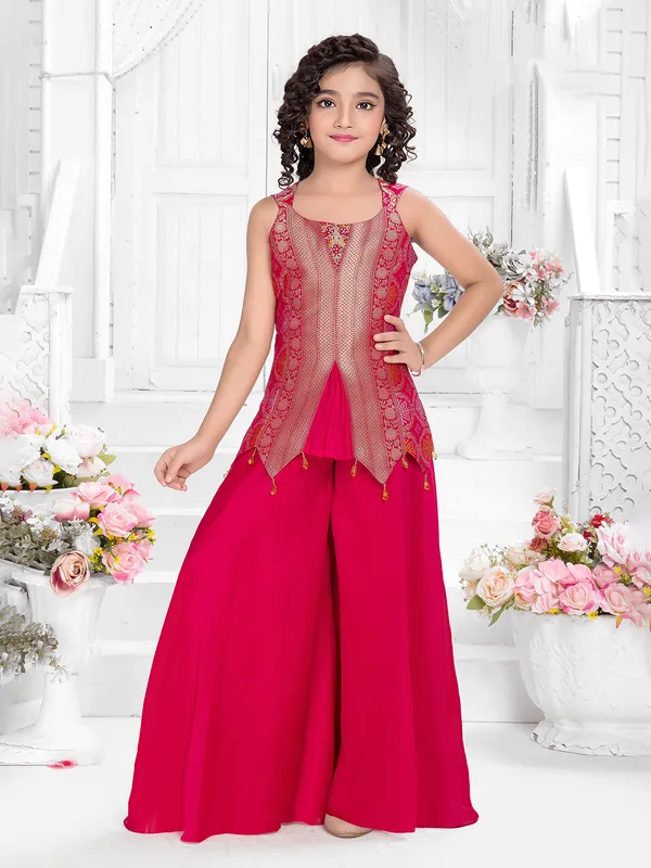 Pink georgette stone embellished palazzo salwar suit