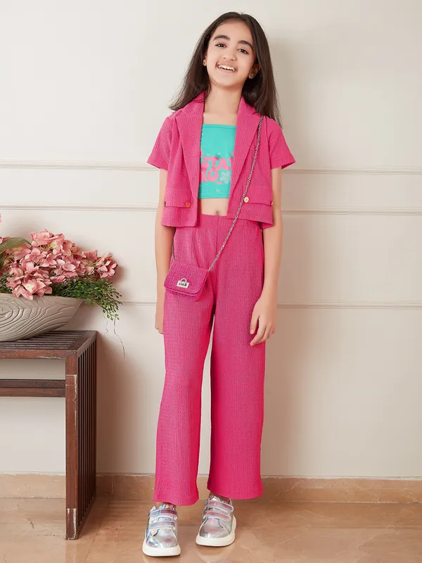 Pink jacket style lycra co ord set