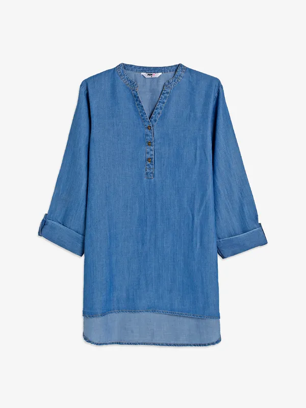 Pink Nine blue plain denim top