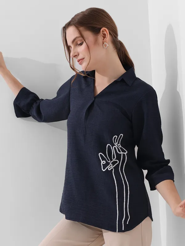 PINK NINE blue silk top