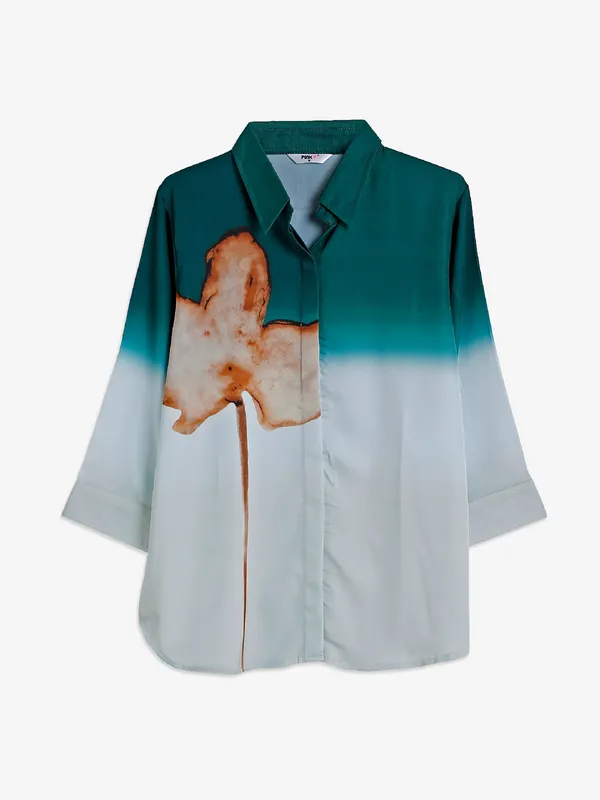 Pink Nine bottle green shaded printed shirt