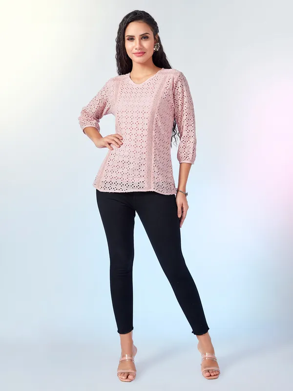 PINK NINE pink cotton casual top