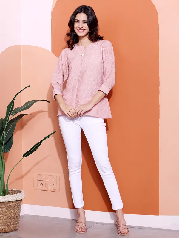 PINK NINE pink knitted casual top