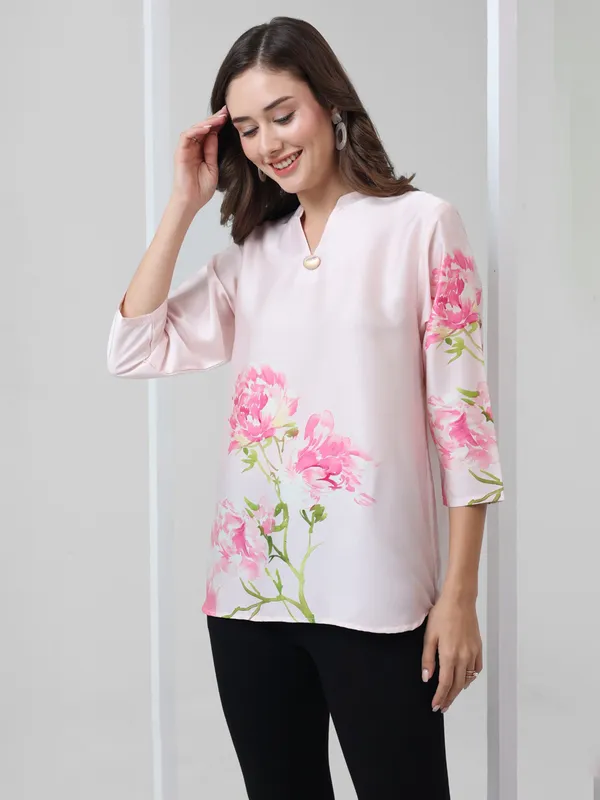 PINK NINE pink printed crepe top