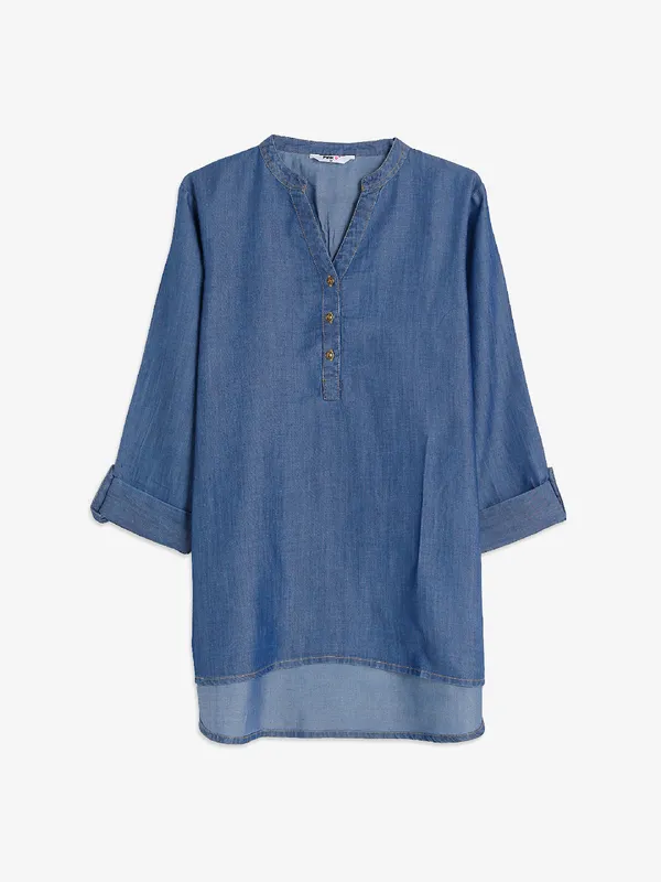 Pink Nine plain blue denim top