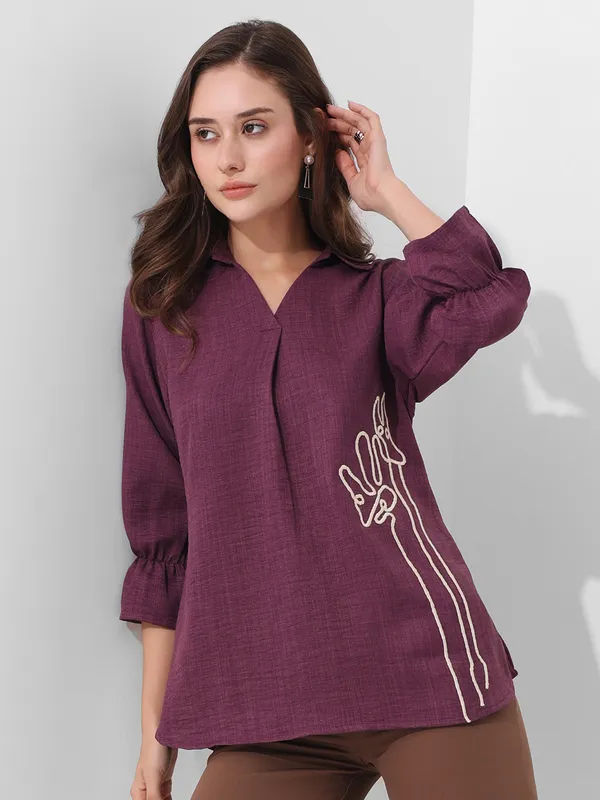 PINK NINE purple silk top