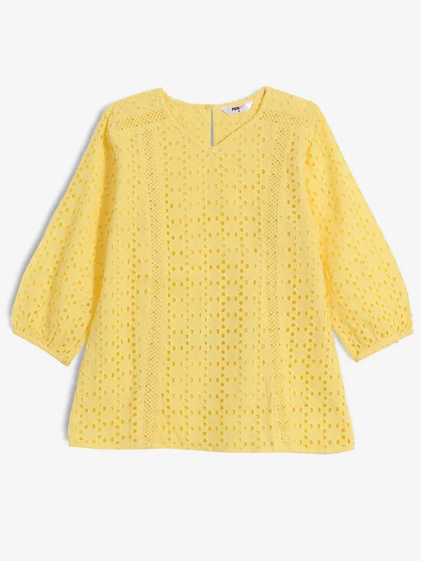 PINK NINE yellow cotton top