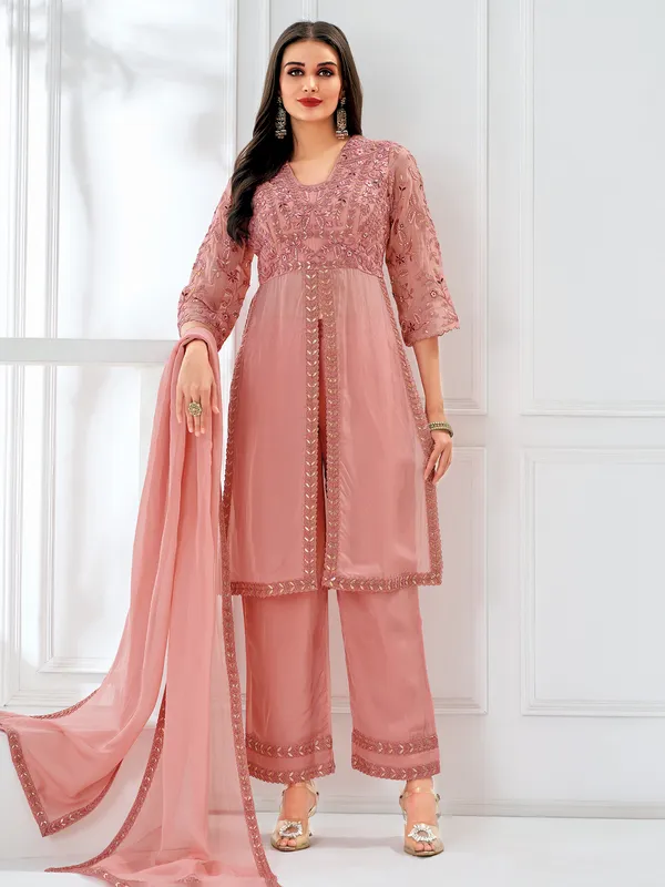 Pink organza palazzo set for festival