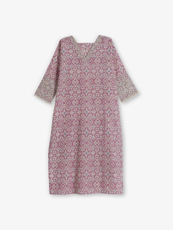 Pink printed cotton kurti for casual wear