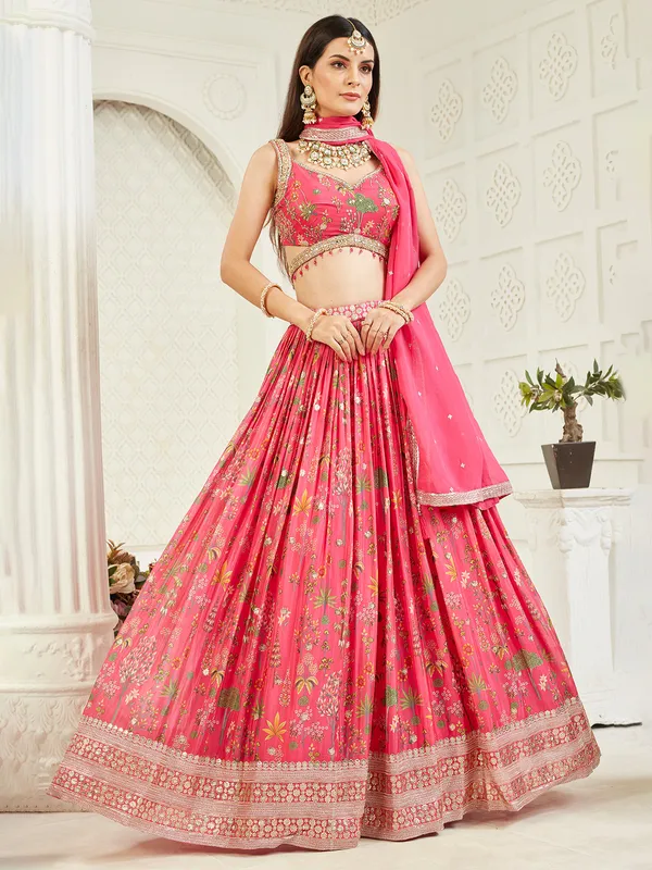 Pink printed lehenga choli for weddings