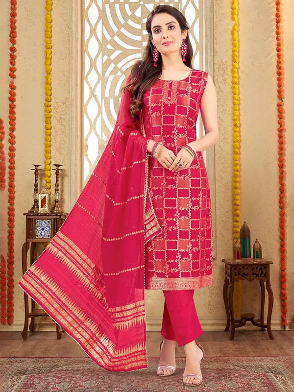 Pink salwar suit with zari work