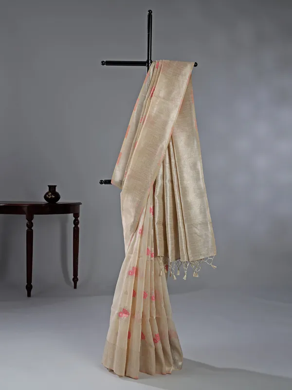 Pink semi cotton elegant silk saree for women