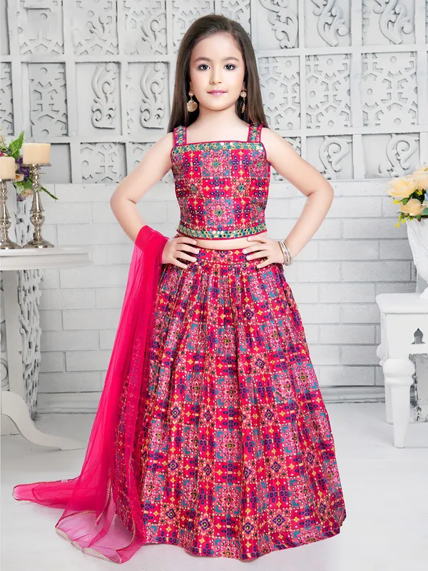 Pink shaded georgette printed lehenga choli