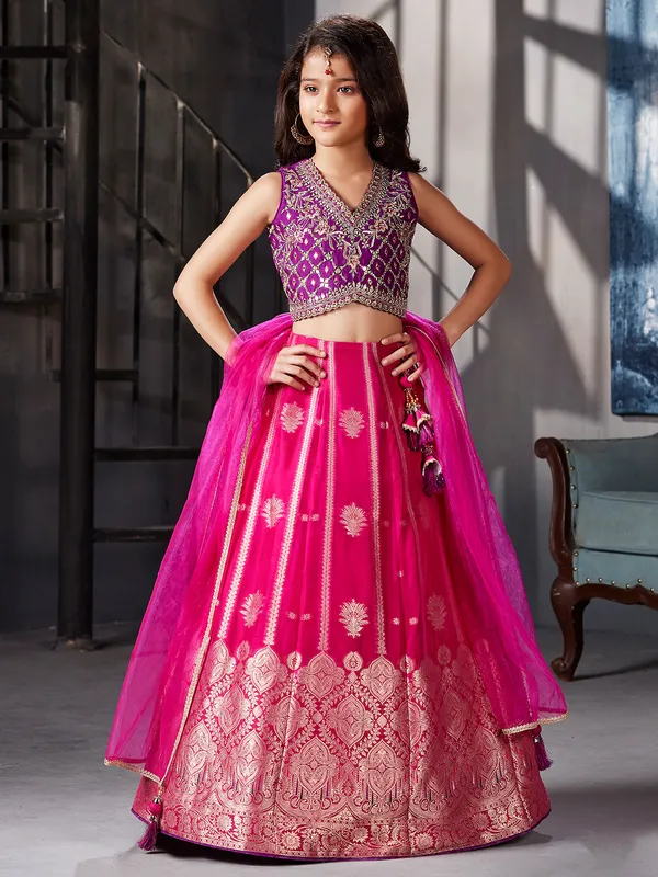 Pink silk lehenga choli for reception