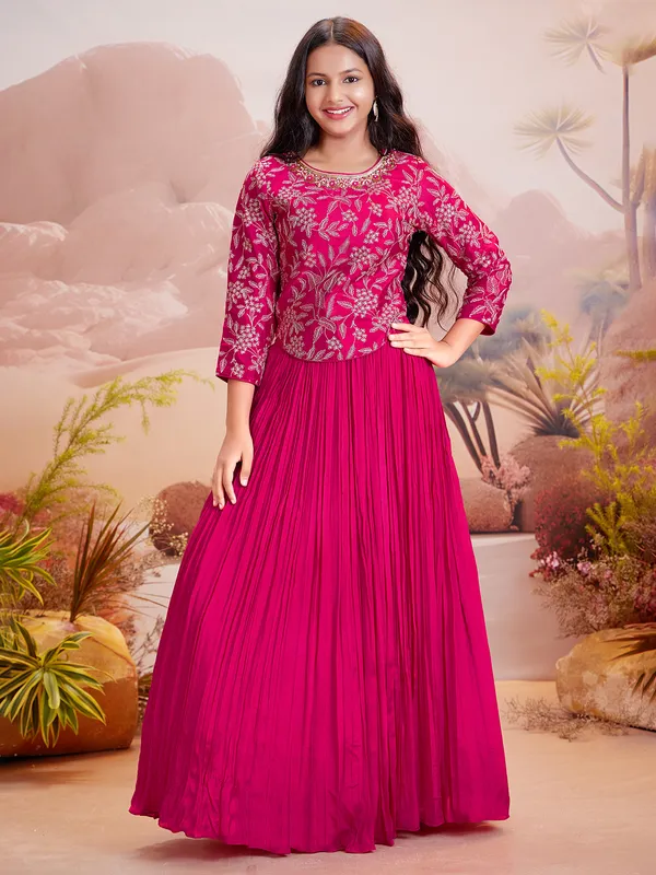 Pink silk lehenga choli for sangeet