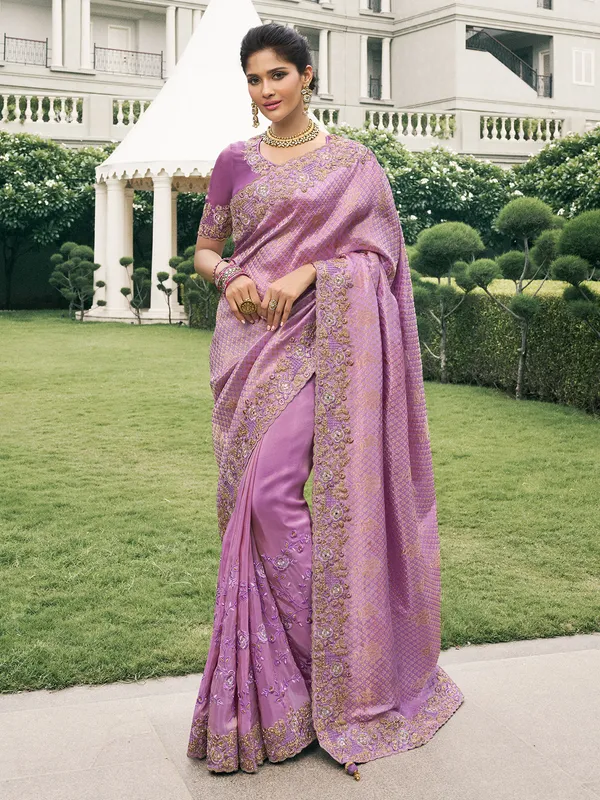 Pink tissue silk saree with elegant grace