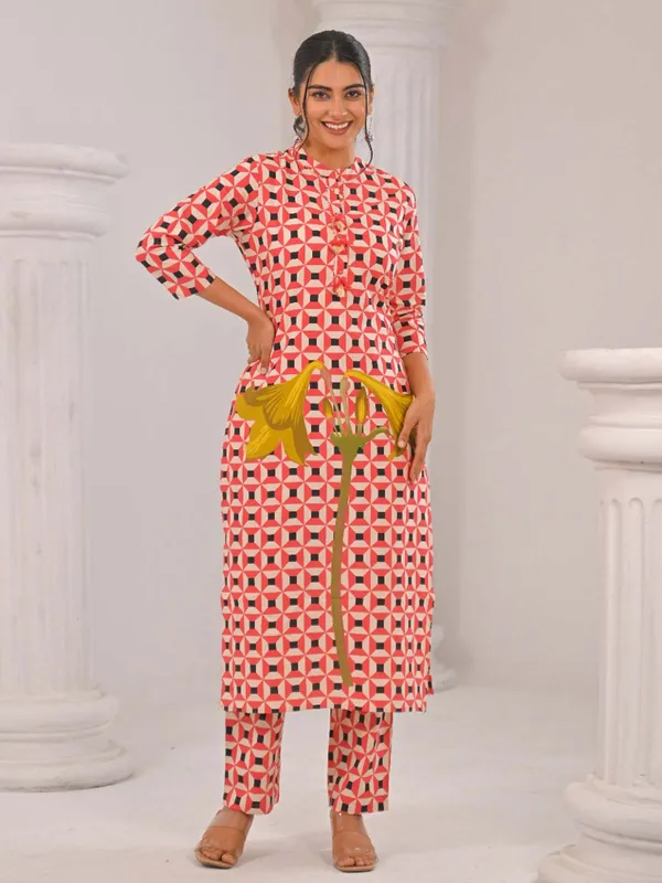 Pink women kurti set in cotton silk