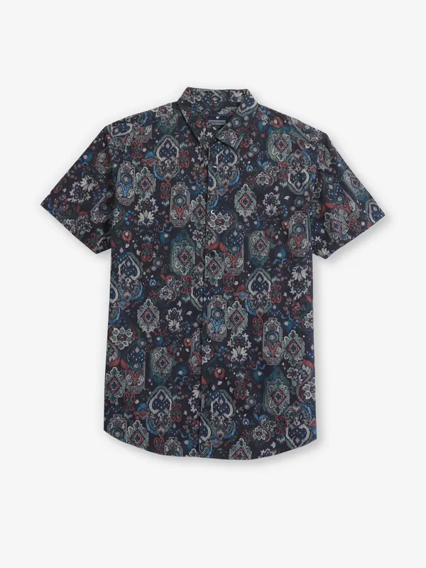 PIONEER Black cotton printed casual shirt