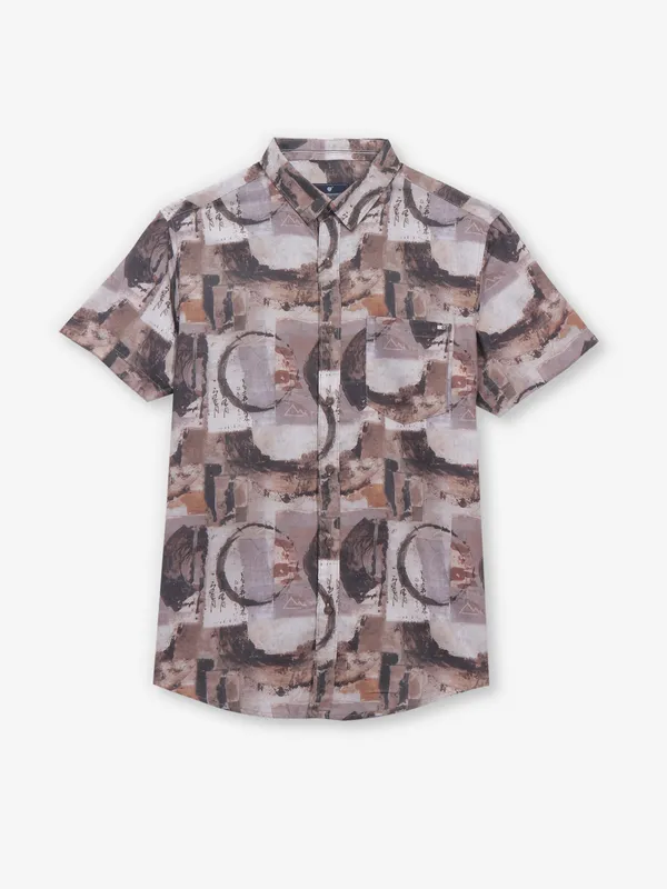 PIONEER brown printed cotton shirt