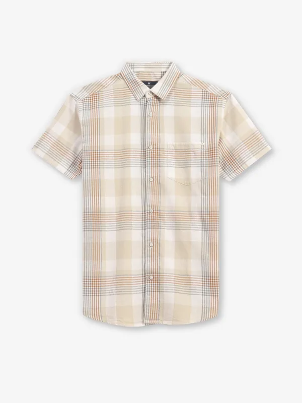 PIONEER checks beige cotton shirt