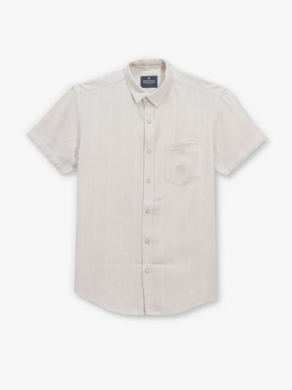 PIONEER cream stripe cotton shirt