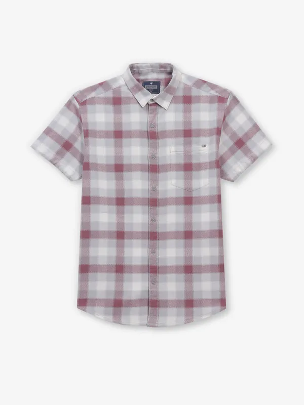 PIONEER grey and maroon cotton shirt