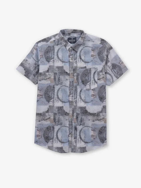 PIONEER grey printed cotton shirt