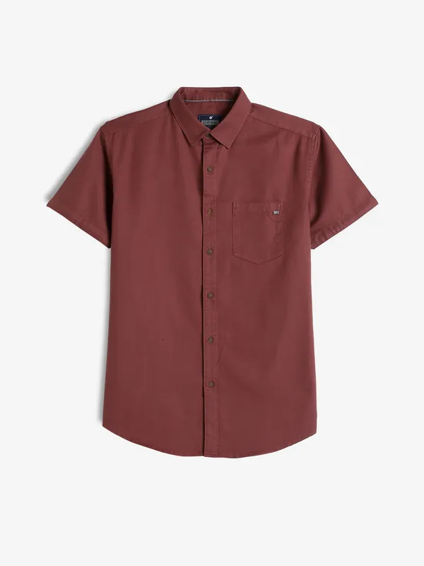 PIONEER maroon palin cotton shirt