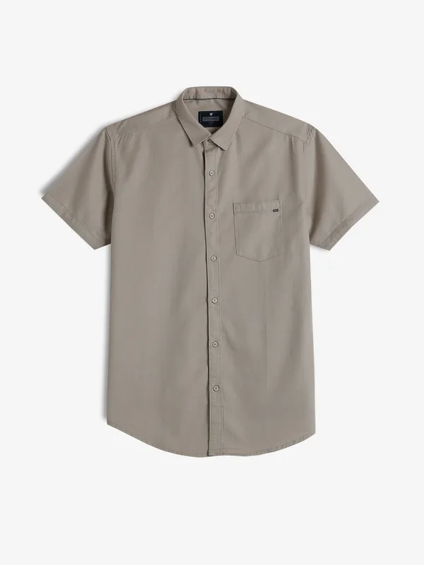 PIONEER plain beige cotton shirt