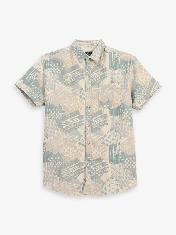 PIONEER printed cream cotton shirt