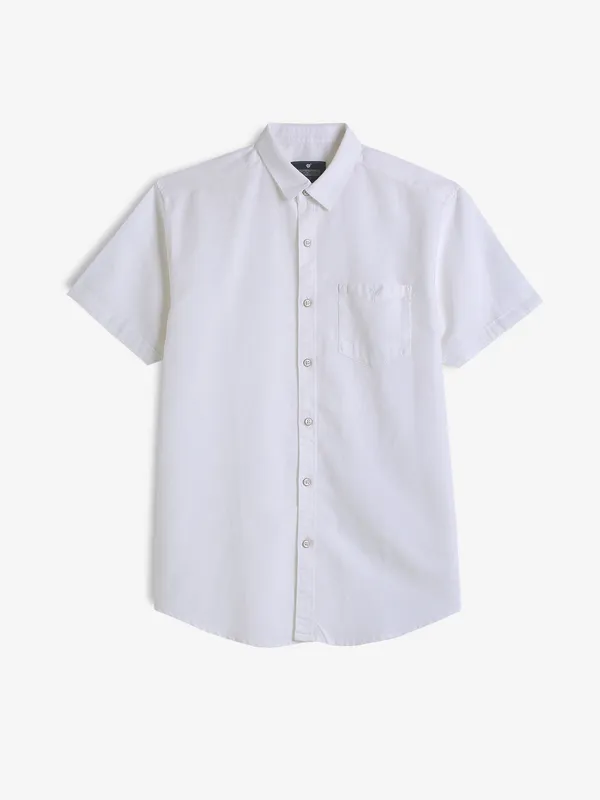 PIONEER white plain linen shirt