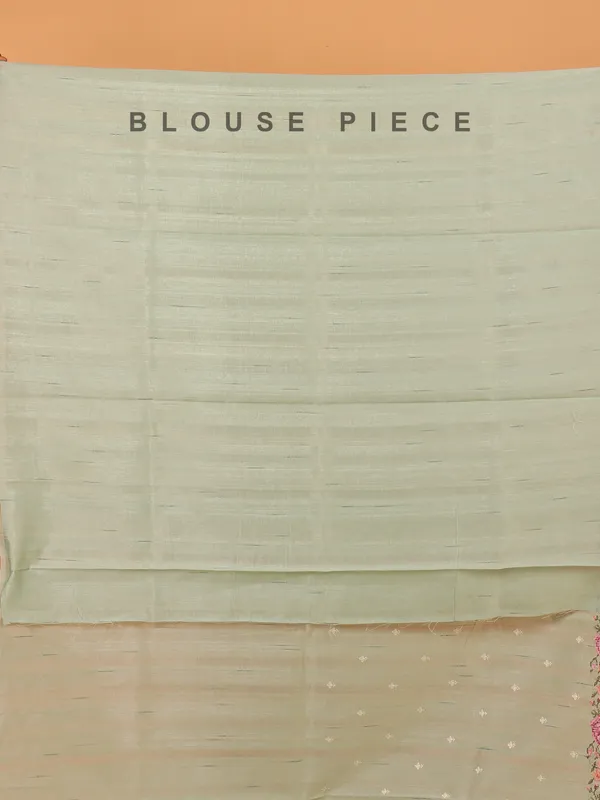 Pista green semi silk saree for festive wear
