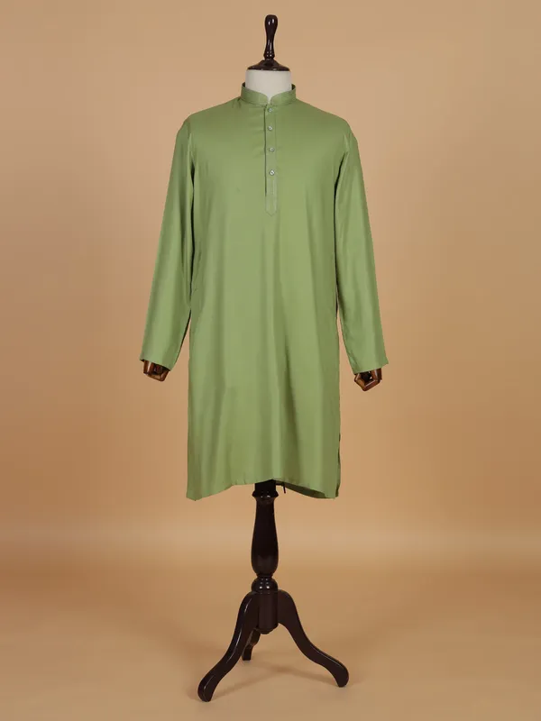 Pista green stylish printed kurta suit for men