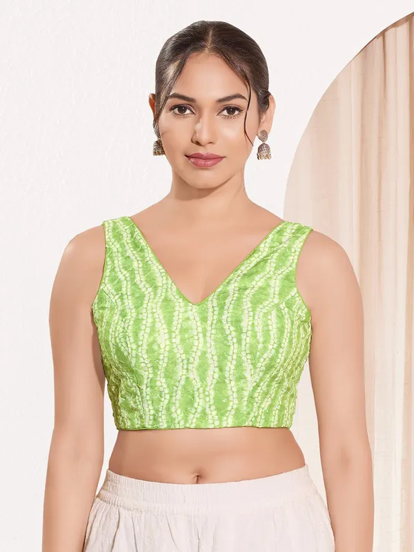 Pista green viscose rayon ready made blouse