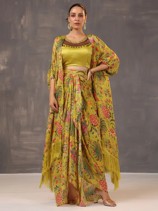 Pista yellow silk western style designer suit
