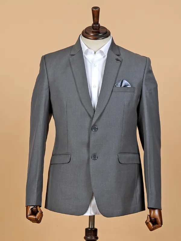 Plain grey terry rayon blazer