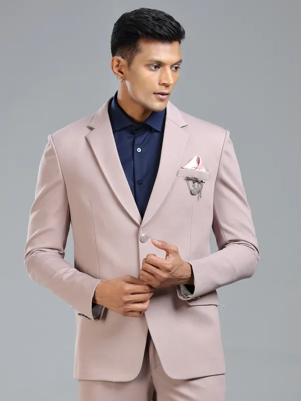 Premium peach blazer in soft terry rayon fabric