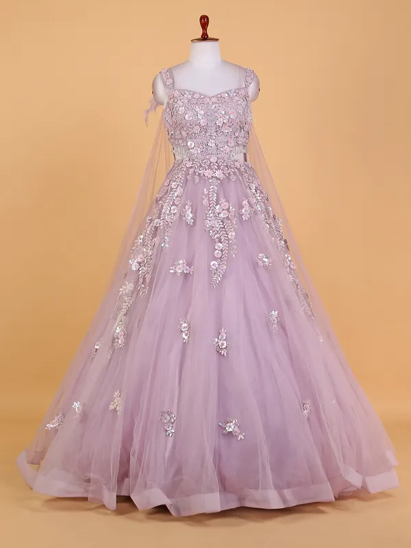 Pretty mauve pink designer gown