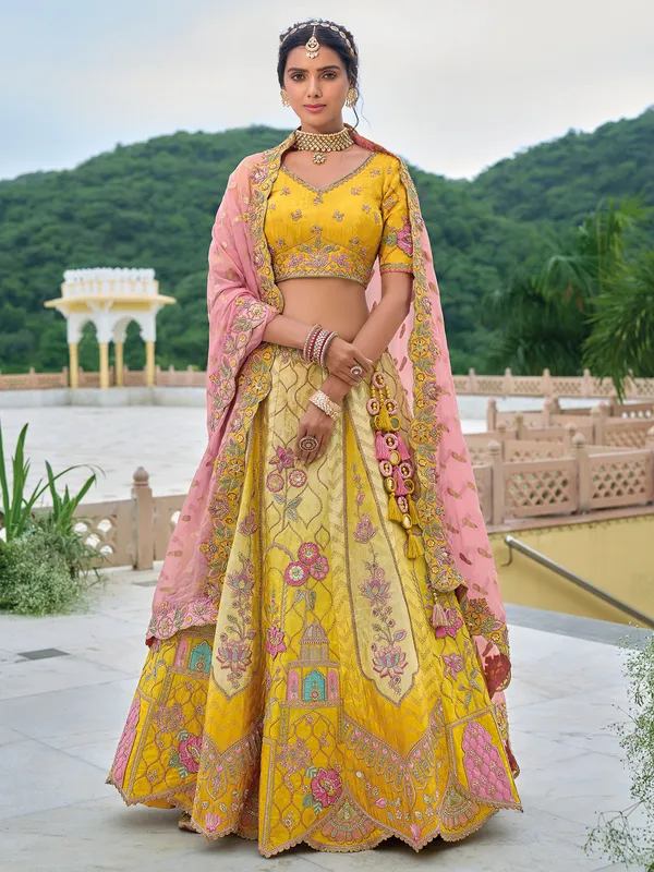 Pretty mustard yellow lehenga choli