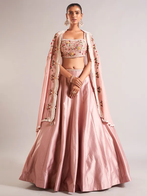 Pretty peach silk lehenga choli