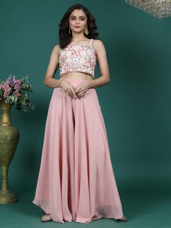 Pretty pink beautiful georgette palazzo set