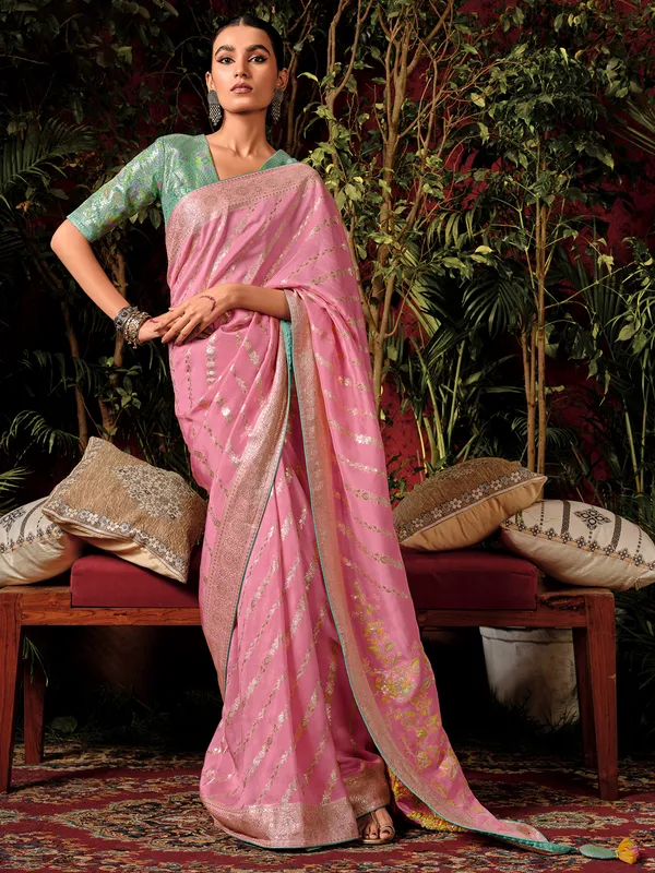 Pretty pink wedding saree