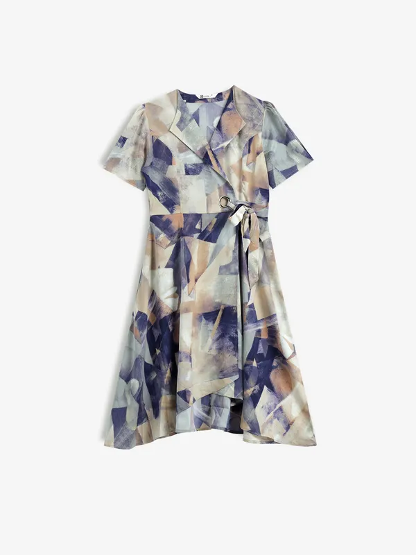 Printed grey cotton dress