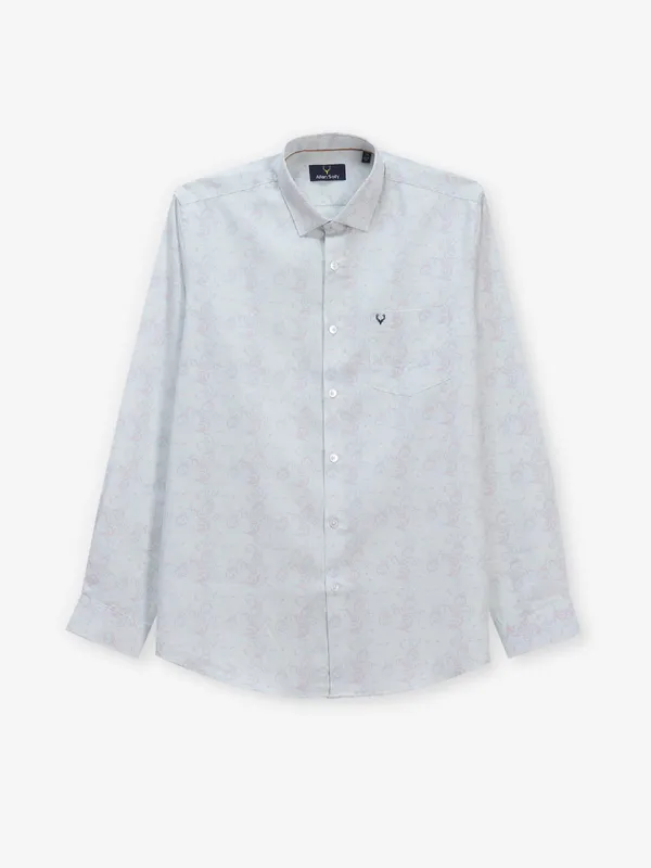 ALLEN SOLLY printed light green casual slim fit shirt