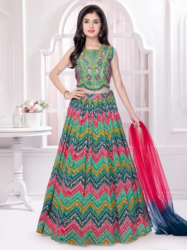 Printed multicolour lehenga choli for girls