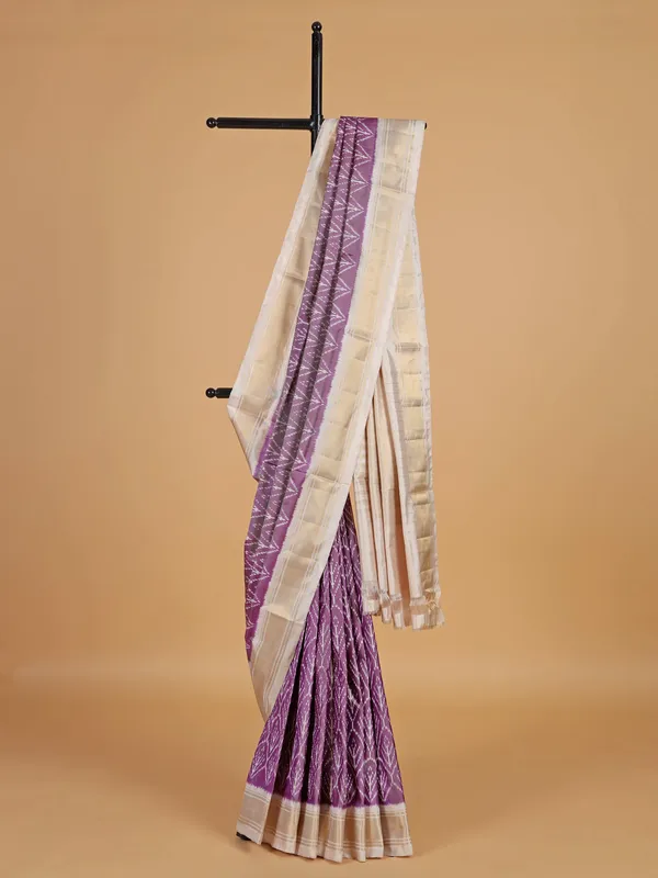 Printed purple patola silk printed saree